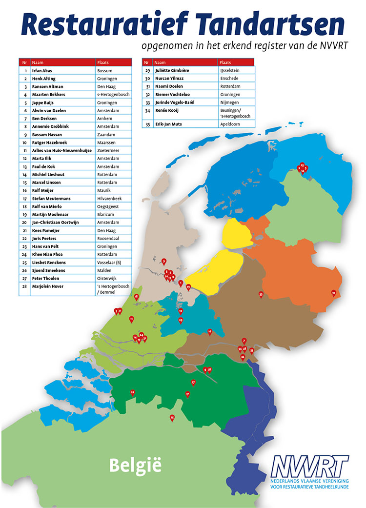 Restauratief tandartsen nederland kaart
